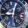 BR 03-93 GMT BLUE Automatic 42mm Stainless Steel and Leather Watch, Ref. No. BR0393-BLU-ST/SCA - CU BR 03-93 GMT BLUE Automatic 42mm Stainless Steel and Leather Watch, Ref. No. BR0393-BLU-ST/SCA - CU