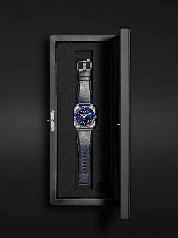 BR 03-93 GMT BLUE Automatic 42mm Stainless Steel and Leather Watch, Ref. No. BR0393-BLU-ST/SCA - E3 BR 03-93 GMT BLUE Automatic 42mm Stainless Steel and Leather Watch, Ref. No. BR0393-BLU-ST/SCA - E3