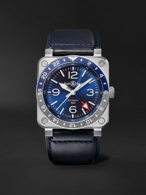 BR 03-93 GMT BLUE Automatic 42mm Stainless Steel and Leather Watch, Ref. No. BR0393-BLU-ST/SCA BR 03-93 GMT BLUE Automatic 42mm Stainless Steel and Leather Watch, Ref. No. BR0393-BLU-ST/SCA