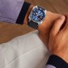 BR 03-93 GMT BLUE Automatic 42mm Stainless Steel and Leather Watch, Ref. No. BR0393-BLU-ST/SCA - OU BR 03-93 GMT BLUE Automatic 42mm Stainless Steel and Leather Watch, Ref. No. BR0393-BLU-ST/SCA - OU