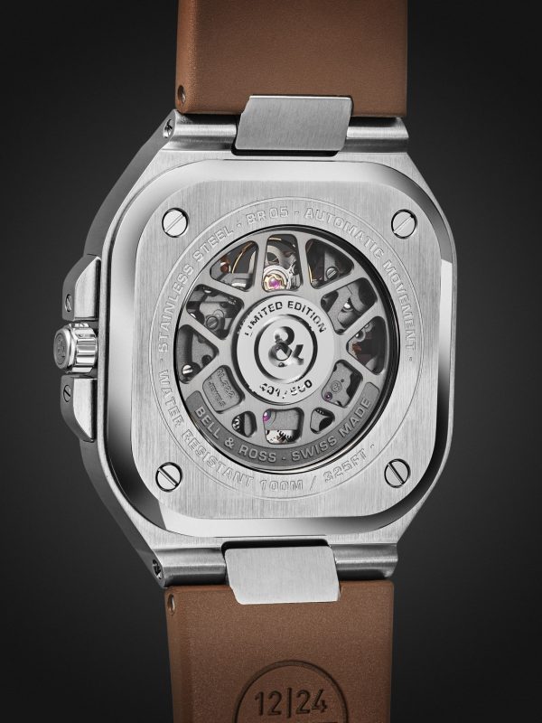 BR 05 Skeleton Gold Automatic 40mm Stainless Steel and Rubber Watch, Ref. No. BR05A-CH-SKST/SRB - BK