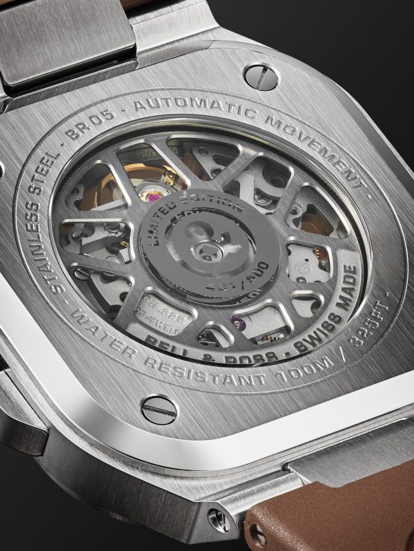 BR 05 Skeleton Gold Automatic 40mm Stainless Steel and Rubber Watch, Ref. No. BR05A-CH-SKST/SRB - E1