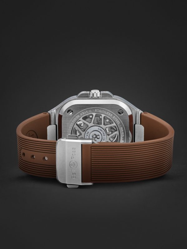 BR 05 Skeleton Gold Automatic 40mm Stainless Steel and Rubber Watch, Ref. No. BR05A-CH-SKST/SRB - E2