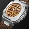 BR 05 Skeleton Gold Automatic 40mm Stainless Steel and Rubber Watch, Ref. No. BR05A-CH-SKST/SRB - FR