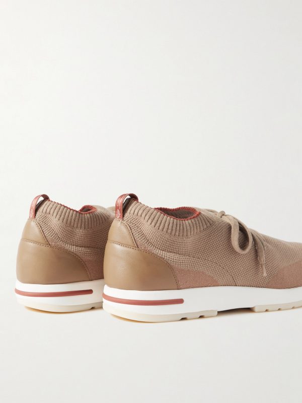 360 Flexy Leather-Trimmed Knitted Wish® Wool Sneakers - BK