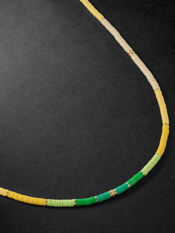Mini Rizon 18-Karat Gold, Diamond and Beaded Necklace Mini Rizon 18-Karat Gold, Diamond and Beaded Necklace