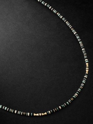Housa 18-Karat Gold, Amazonite and Diamond Beaded Necklace Housa 18-Karat Gold, Amazonite and Diamond Beaded Necklace