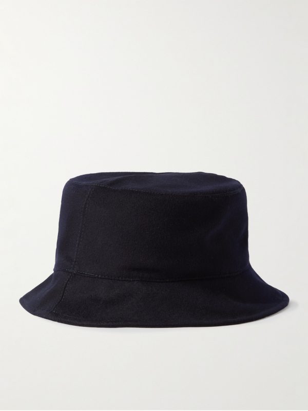 Cityleisure Suede-Trimmed Cashmere Bucket Hat - BK Cityleisure Suede-Trimmed Cashmere Bucket Hat - BK