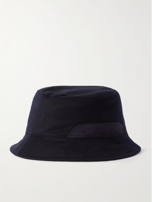Cityleisure Suede-Trimmed Cashmere Bucket Hat Cityleisure Suede-Trimmed Cashmere Bucket Hat