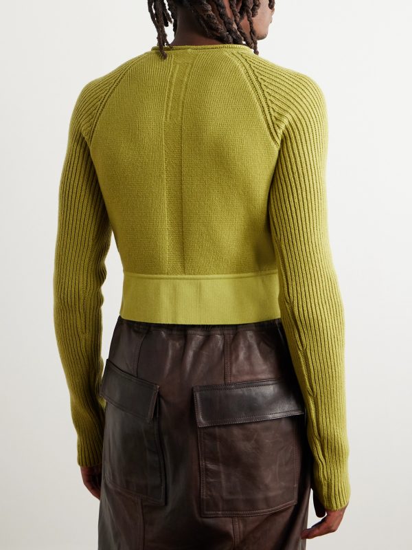 Cropped Ribbed Cashmere and Wool-Blend Sweater - BK Cropped Ribbed Cashmere and Wool-Blend Sweater - BK