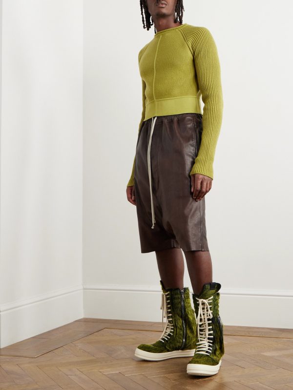 Cropped Ribbed Cashmere and Wool-Blend Sweater - OU Cropped Ribbed Cashmere and Wool-Blend Sweater - OU