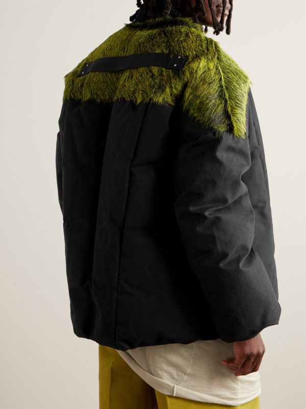 Calf Hair-Trimmed Cotton-Canvas Down Jacket - BK Calf Hair-Trimmed Cotton-Canvas Down Jacket - BK