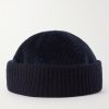 Logo-Appliquéd Ribbed Stretch-Cotton and Cashmere-Blend Beanie - BK Logo-Appliquéd Ribbed Stretch-Cotton and Cashmere-Blend Beanie - BK