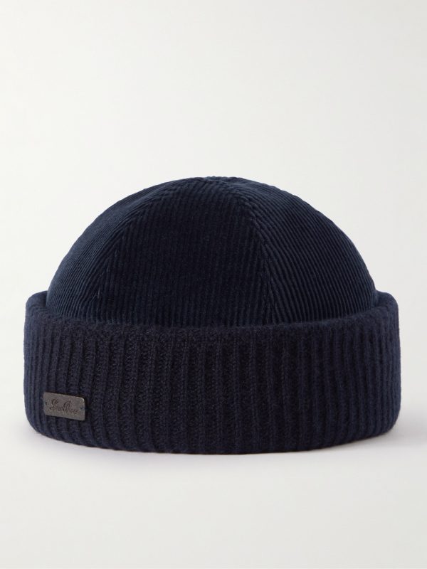 Logo-Appliquéd Ribbed Stretch-Cotton and Cashmere-Blend Beanie Logo-Appliquéd Ribbed Stretch-Cotton and Cashmere-Blend Beanie