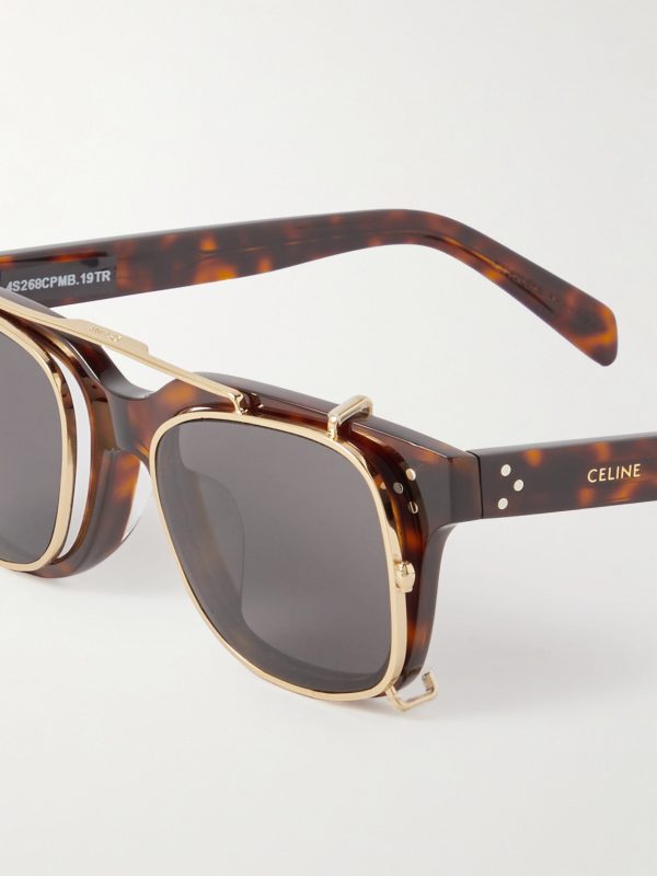 Black Frame 51 Convertible Square-Frame Gold-Tone and Tortoiseshell Acetate Optical Glasses - CU