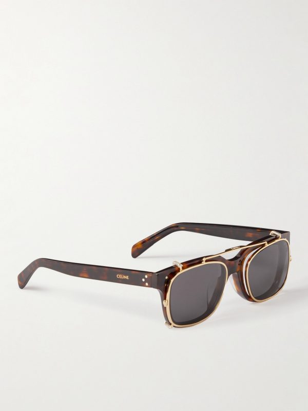 Black Frame 51 Convertible Square-Frame Gold-Tone and Tortoiseshell Acetate Optical Glasses - FR