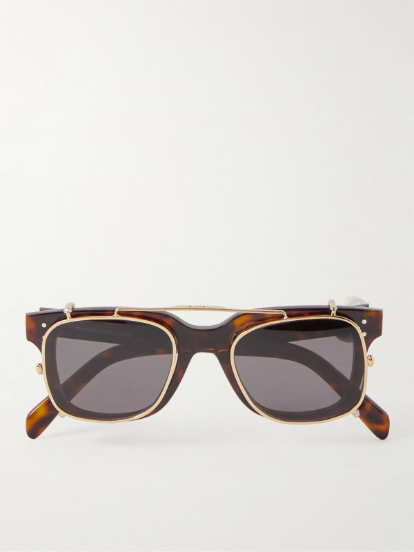 Black Frame 51 Convertible Square-Frame Gold-Tone and Tortoiseshell Acetate Optical Glasses