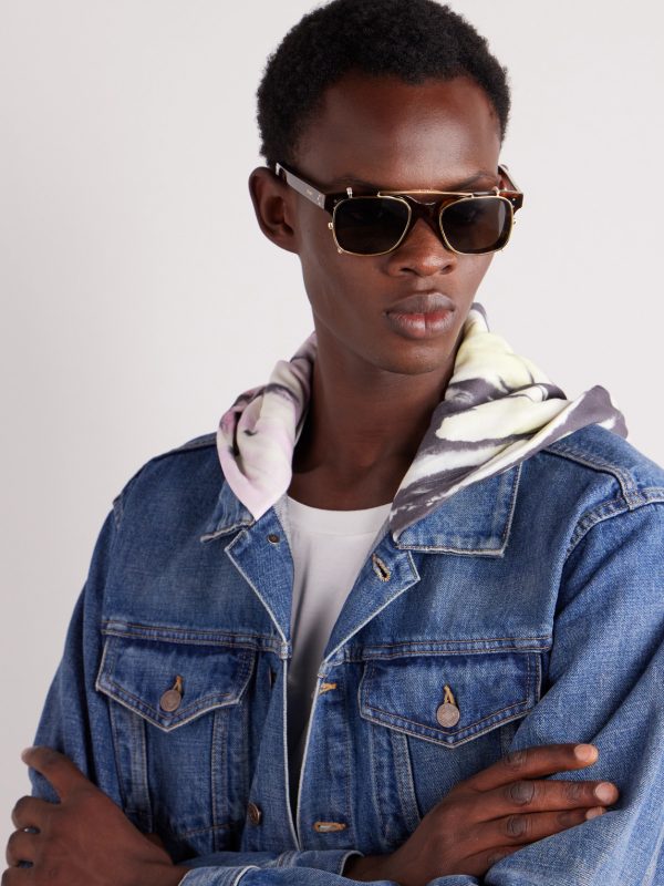 Black Frame 51 Convertible Square-Frame Gold-Tone and Tortoiseshell Acetate Optical Glasses - OU