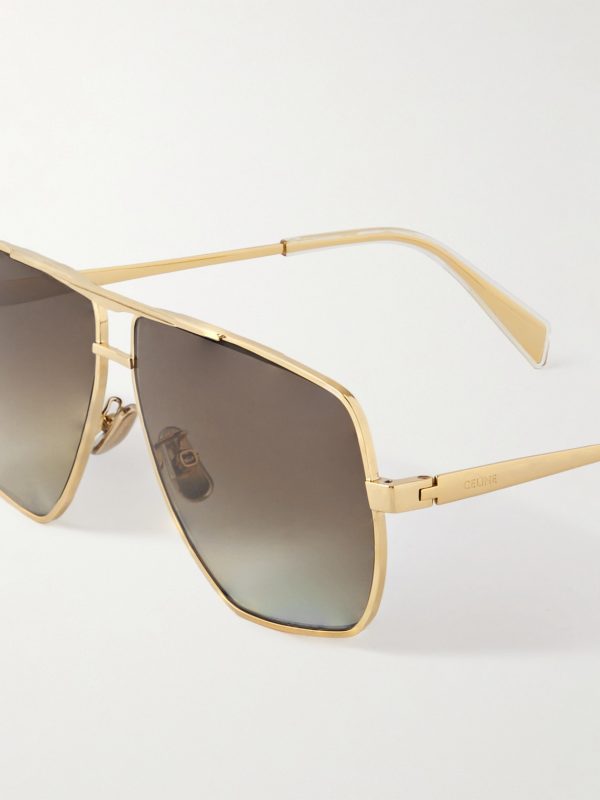 Metal Frame 25 Aviator-Style Gold-Tone Sunglasses - CU Metal Frame 25 Aviator-Style Gold-Tone Sunglasses - CU