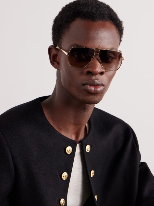 Metal Frame 25 Aviator-Style Gold-Tone Sunglasses - OU Metal Frame 25 Aviator-Style Gold-Tone Sunglasses - OU