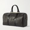 Triomphe Medium Leather-Trimmed Logo-Jacquard Canvas Weekend Bag - BK Triomphe Medium Leather-Trimmed Logo-Jacquard Canvas Weekend Bag - BK