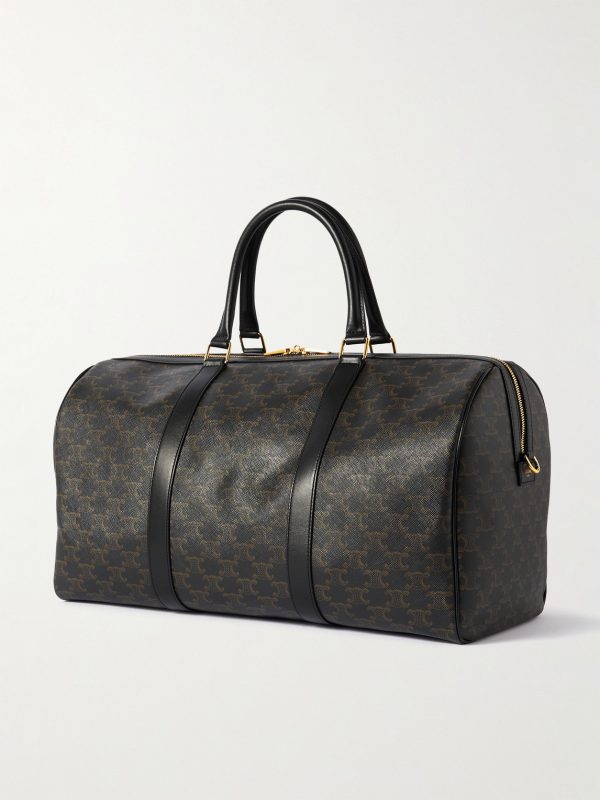 Triomphe Medium Leather-Trimmed Logo-Jacquard Canvas Weekend Bag - BK Triomphe Medium Leather-Trimmed Logo-Jacquard Canvas Weekend Bag - BK