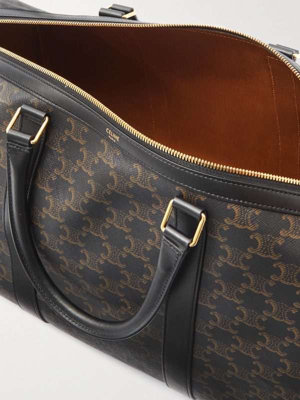 Triomphe Medium Leather-Trimmed Logo-Jacquard Canvas Weekend Bag - E1 Triomphe Medium Leather-Trimmed Logo-Jacquard Canvas Weekend Bag - E1