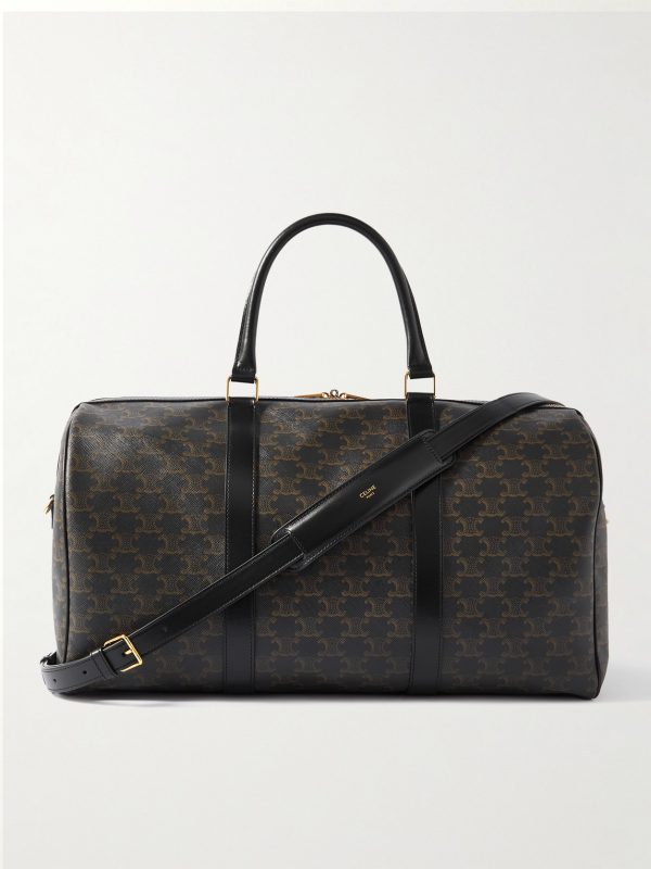 Triomphe Medium Leather-Trimmed Logo-Jacquard Canvas Weekend Bag Triomphe Medium Leather-Trimmed Logo-Jacquard Canvas Weekend Bag