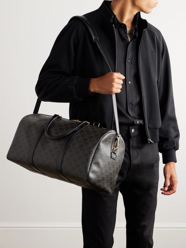 Triomphe Medium Leather-Trimmed Logo-Jacquard Canvas Weekend Bag - OU Triomphe Medium Leather-Trimmed Logo-Jacquard Canvas Weekend Bag - OU