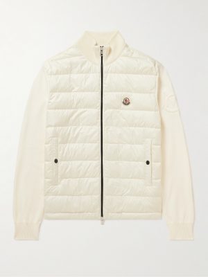 Panelled Cotton and Quilted Shell Down Zip-Up Cardigan Panelled Cotton and Quilted Shell Down Zip-Up Cardigan