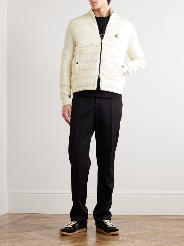 Panelled Cotton and Quilted Shell Down Zip-Up Cardigan - OU Panelled Cotton and Quilted Shell Down Zip-Up Cardigan - OU