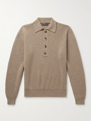Ribbed Cashmere Polo Shirt
