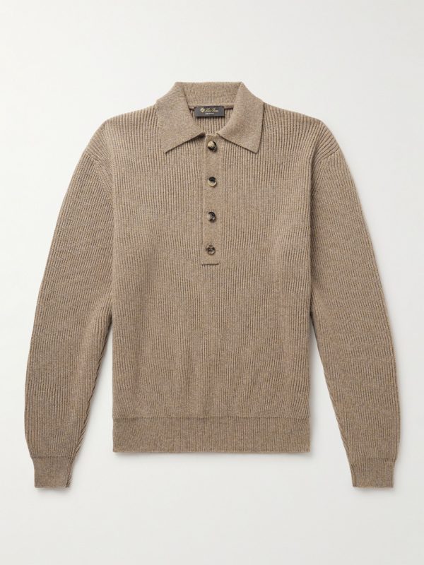Ribbed Cashmere Polo Shirt Ribbed Cashmere Polo Shirt