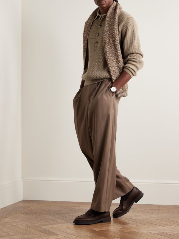 Ribbed Cashmere Polo Shirt - OU Ribbed Cashmere Polo Shirt - OU