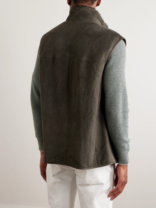 Reversible Suede and Shearling Gilet - BK Reversible Suede and Shearling Gilet - BK