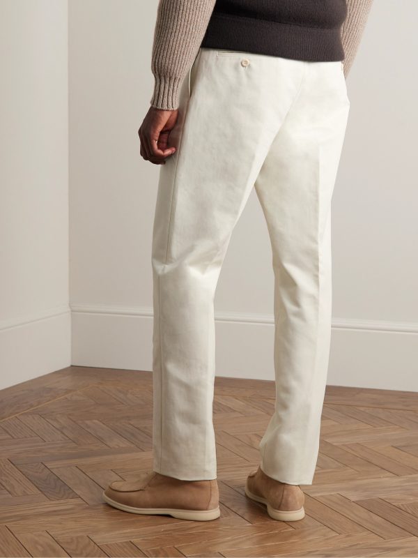 City Slim-Fit Tapered Pleated Double-Faced Cotton Trousers - BK