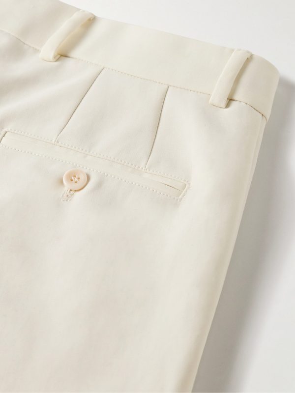 City Slim-Fit Tapered Pleated Double-Faced Cotton Trousers - CU