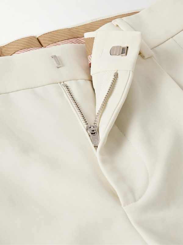 City Slim-Fit Tapered Pleated Double-Faced Cotton Trousers - E1