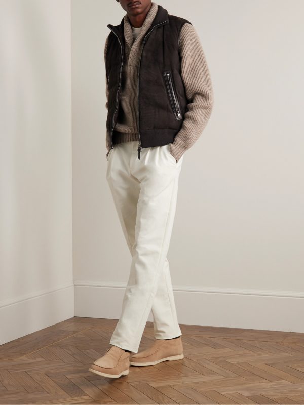 City Slim-Fit Tapered Pleated Double-Faced Cotton Trousers - OU