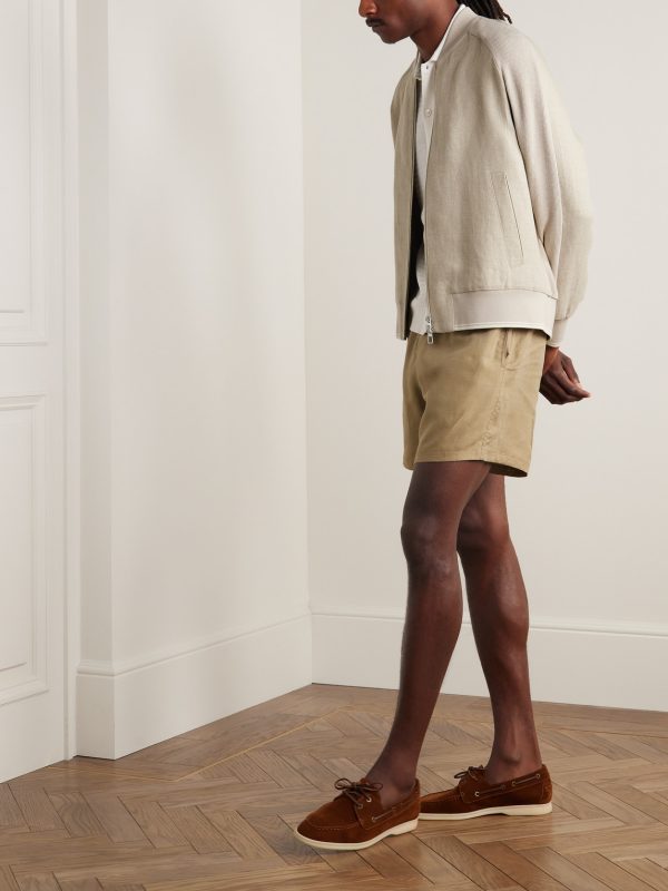 Herringbone and Waffle-Knit Linen Bomber Jacket - OU Herringbone and Waffle-Knit Linen Bomber Jacket - OU