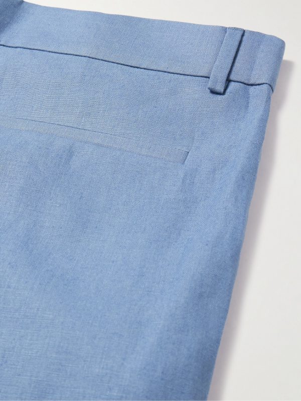 Straight-Leg Pleated Linen Bermuda Shorts - CU Straight-Leg Pleated Linen Bermuda Shorts - CU