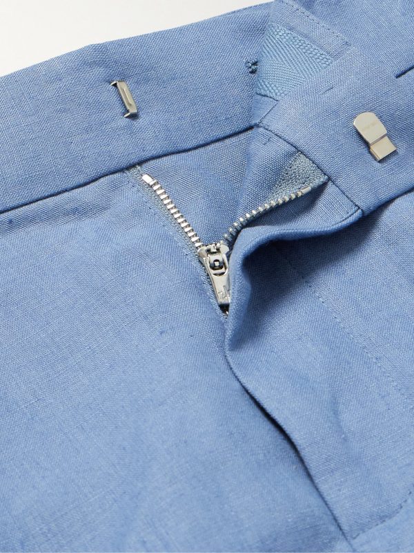 Straight-Leg Pleated Linen Bermuda Shorts - E1 Straight-Leg Pleated Linen Bermuda Shorts - E1