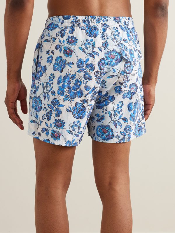 Straight-Leg Mid-Length Floral-Print Swim Shorts - BK Straight-Leg Mid-Length Floral-Print Swim Shorts - BK
