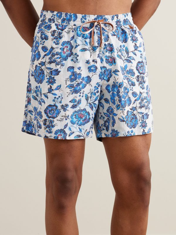 Straight-Leg Mid-Length Floral-Print Swim Shorts - OU Straight-Leg Mid-Length Floral-Print Swim Shorts - OU
