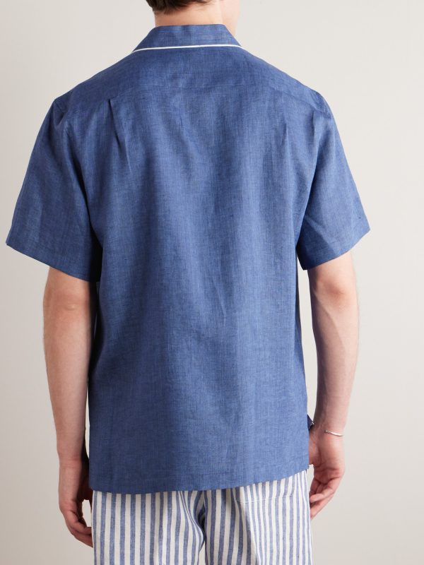 Camp-Collar Slub Linen Shirt - BK Camp-Collar Slub Linen Shirt - BK