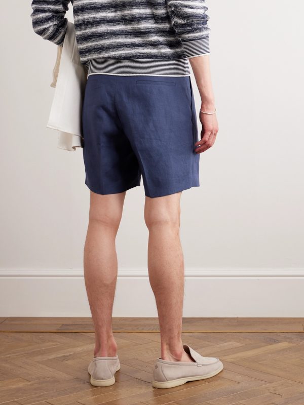 Honiara Straight-Leg Pleated Linen Bermuda Shorts - BK Honiara Straight-Leg Pleated Linen Bermuda Shorts - BK