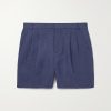 Honiara Straight-Leg Pleated Linen Bermuda Shorts Honiara Straight-Leg Pleated Linen Bermuda Shorts
