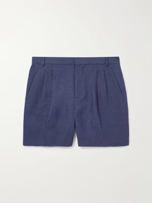 Honiara Straight-Leg Pleated Linen Bermuda Shorts Honiara Straight-Leg Pleated Linen Bermuda Shorts