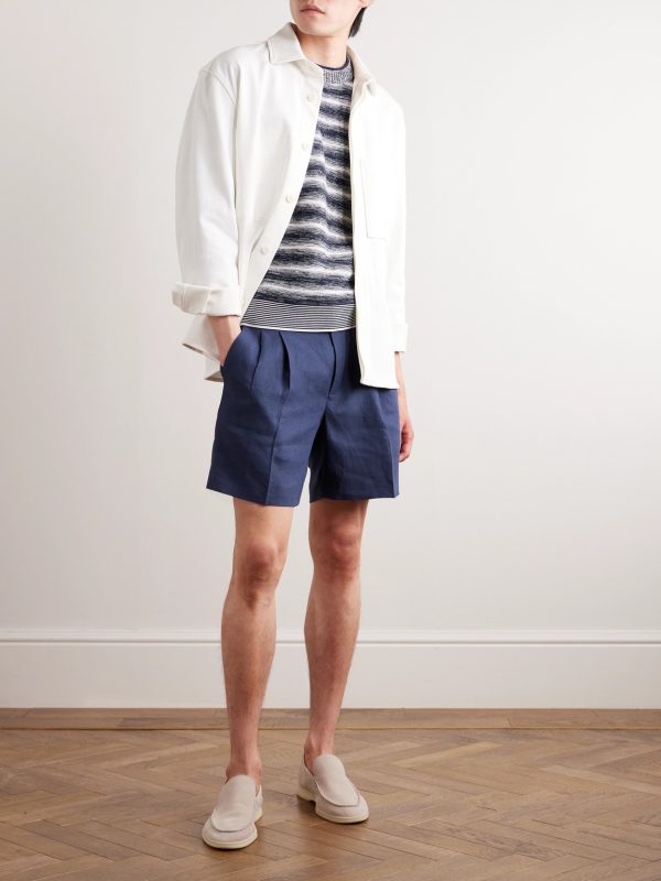 Honiara Straight-Leg Pleated Linen Bermuda Shorts - OU Honiara Straight-Leg Pleated Linen Bermuda Shorts - OU