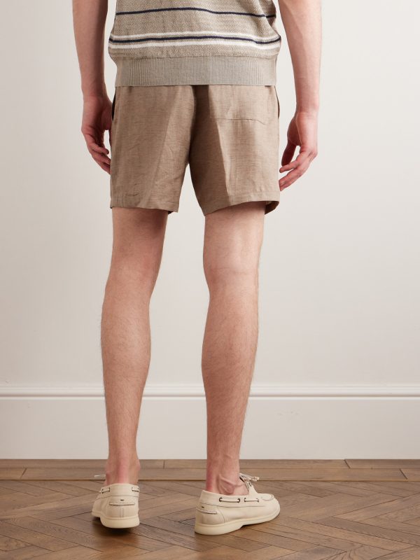 Arizona Straight-Leg Linen Drawstring Bermuda Shorts - BK Arizona Straight-Leg Linen Drawstring Bermuda Shorts - BK